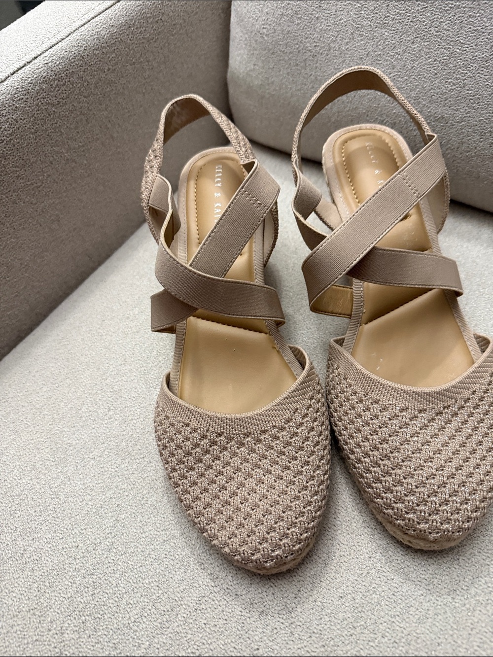 Kelly & Katie Beige Knit Slingback Flats